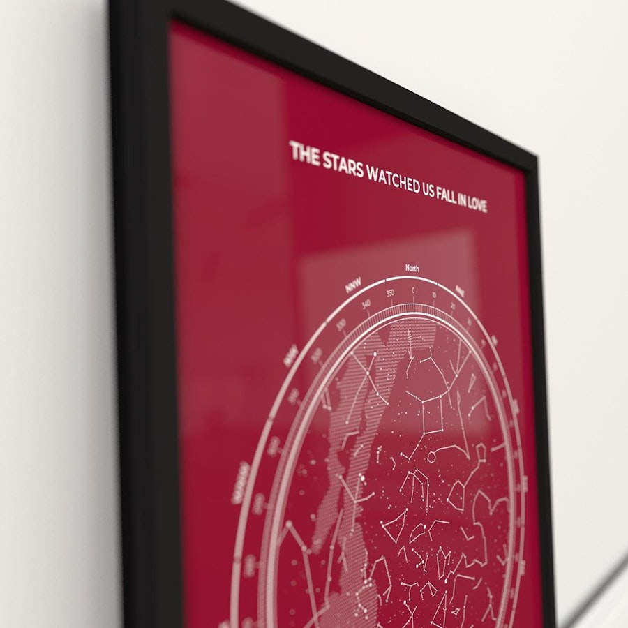 Passion red star map posters to match the intensity of your feelings